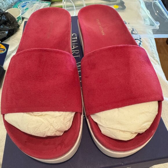 Stuart Weitzman Landslide Slip-On slides– Women’s 6.5 – Geranium Suede - Picture 4 of 13